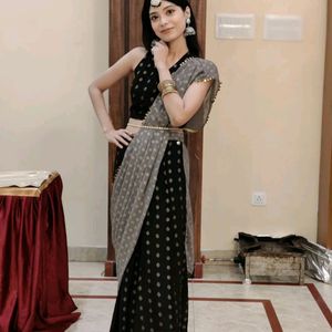 Ready To Wear Black And Grey Saree With Blouse