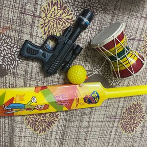 Bat Ball, Gun, Drum Three Combo Toy Set