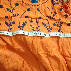 Orange Embroidered Top