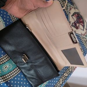 Beige-Black Color Big Hand Wallet For Women