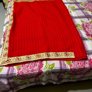 Beautiful Red Lace Saree