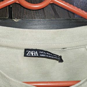 MENS PLAIN ZARA OLIVE GREEN DROP SHOULDER TSHIRT