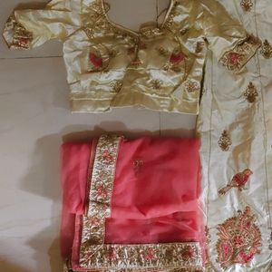 Parrot Design Lehenga Choli In Golden Colour