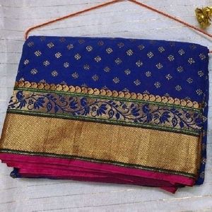 Blue + Pink Combination Saree