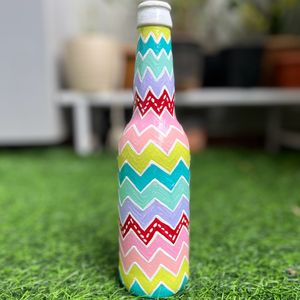 Handpainted Colorful Art On Glass Bottle