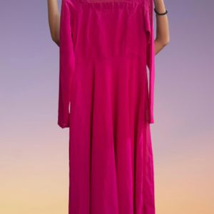 Magenta and Flared Maxi Gown with Dupatta (Set)