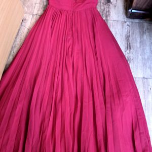 Accordian Pleats Red Sequin Gown