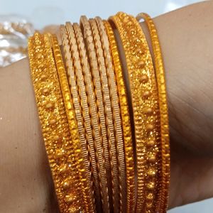 Metal Gold Glitter and Silver shine Chudiya Combo