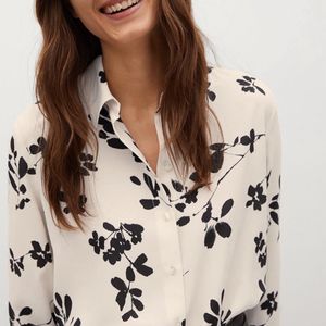 Floral Off White and Black Mango Shirt