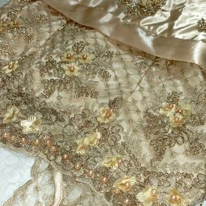 Golden Satin Dress With Beautiful Lace