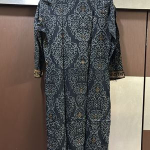 Black Foil Print Kurta