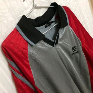 Sport Red And Grey Short Sleeve T Shirt