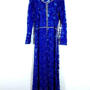 Long Blue Coat Style Dress