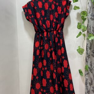 Summer Print Red And Black Dress