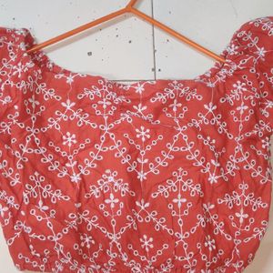 Orange Off Shoulder Crop Top