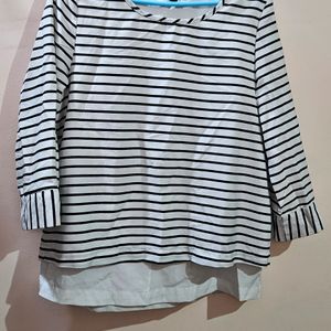 White And Black Striped Top From Fig