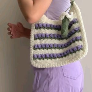 !! 10% DISCOUNT !! Crochet Levender Tulip Bag