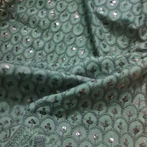 ELEGANT GREEN CHIKANKARI KURTI WITH MIRROR