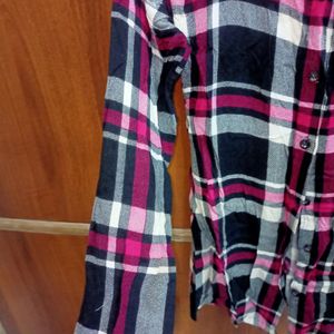 Rayon Check Shirt With Capri