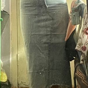 Faded Denim Skirt