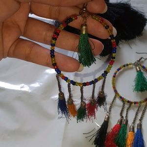 Black Tassel Earrings & Multicolored Earring