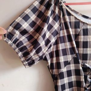 Gingham lace Up Dress