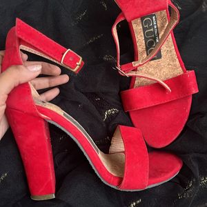 Brand New Red Block Heels