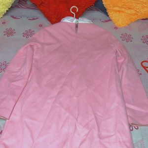 Stylish Korean Top Pink And White Koller