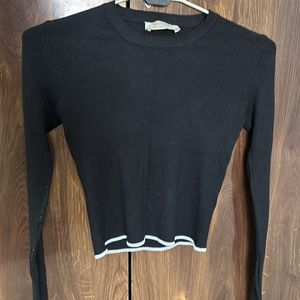 Black Fitted Woollen Top