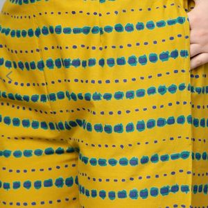 Gerua Yellow Cotton Printed Kurta Palazzo