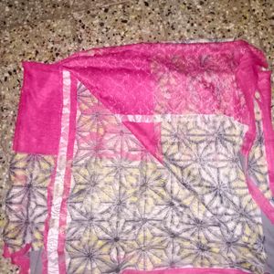 Pink Netted Saree