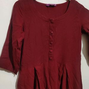 Maroon Kurti Plazo Set For Girl 30 Bust