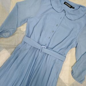 Sky Blue Fit And Flare Dress