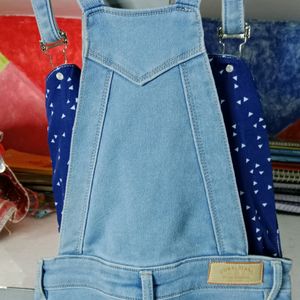 Girls Short Denim Jumpsuit