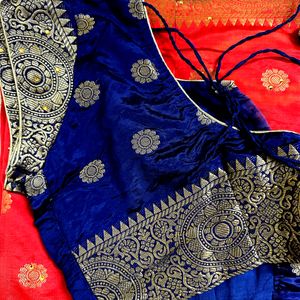 Red And Blue Saree