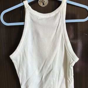 White Ribbed Tank Top