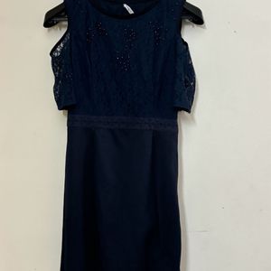 Blue Cold Shoulder Dress From Pantaloons