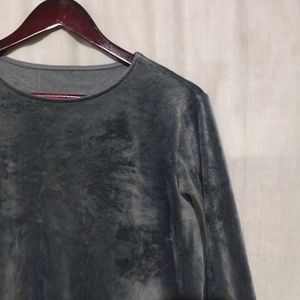 Silverish Grey Velvet Sweatshirt