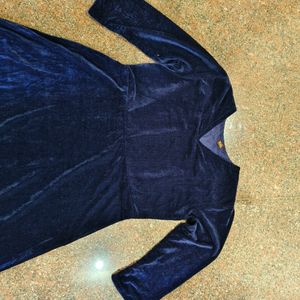 Velvet Navy Blue Dark Gown