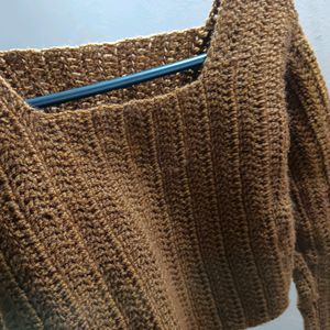 womens brown crochet top