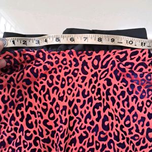 Leopard Print, Velvet, Pink Mini Skirt For Girls