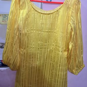 Yellow Puffed Sleeves Top