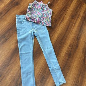 girls Set of tank top with jeans 4-6yrs kids