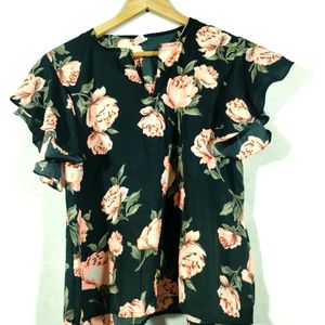 Black Floral Printed Top (Women)