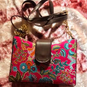 Pink Floral Sling Bag