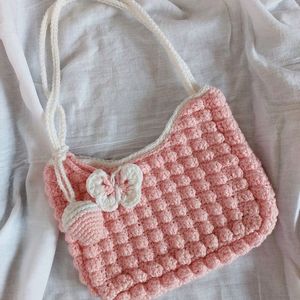 Crochet Peach Pink Popcorn HandBag