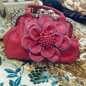 Red Wedding Handbags With Golden Chain