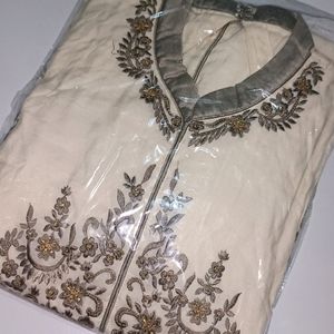 L-Size Off-white Cotton Kurti