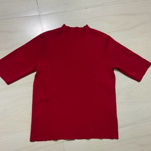 Red Turtle Neck Top