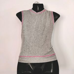 Tarama Grey Solid Crop Top ( Women)